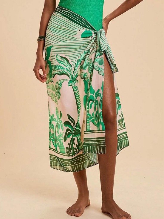 SHEIN Other - SHEIN Green Palm-Print Swim Sarong Cover-Up